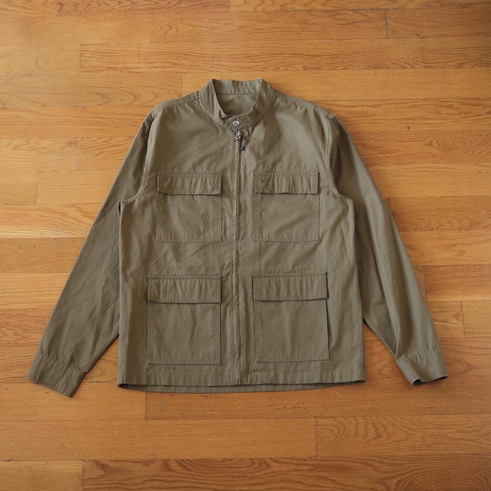 Zara Utility Jacket Mens Green Four‎ Pocket Band Collar Gorpcore Size M Field